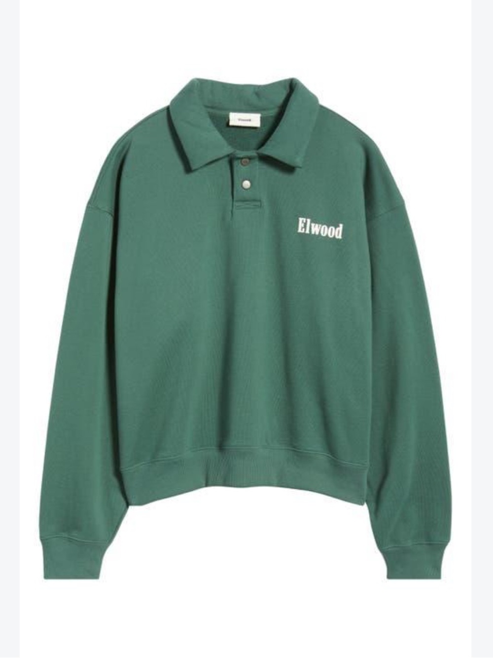 Elwood Men's Green Heavyweight Fleece Crewneck Polo Sweatshirt